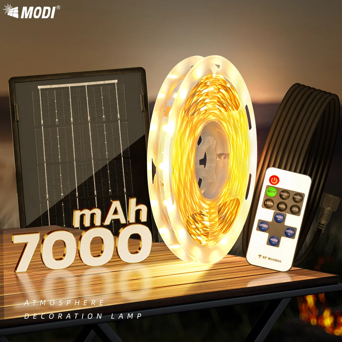 Solar LED strip light 2835 waterproof IP65 12V 5M/10M warm light 3000K  for indoor light, outdoor light, wall light decoration