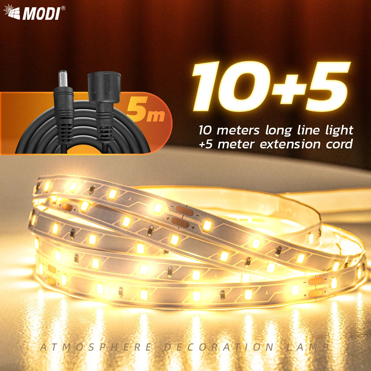 Solar LED strip light 2835 waterproof IP65 12V 5M/10M warm light 3000K  for indoor light, outdoor light, wall light decoration