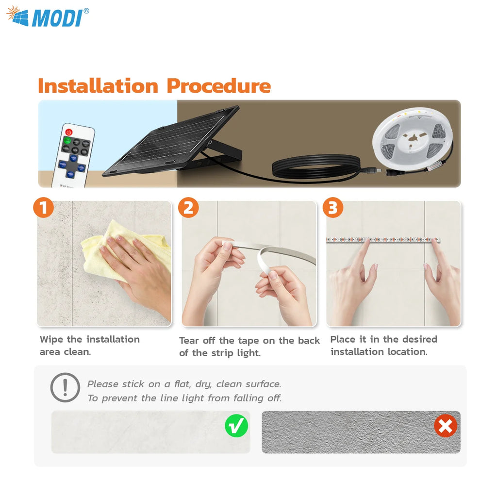 Solar LED strip light 2835 waterproof IP65 12V 5M/10M warm light 3000K  for indoor light, outdoor light, wall light decoration