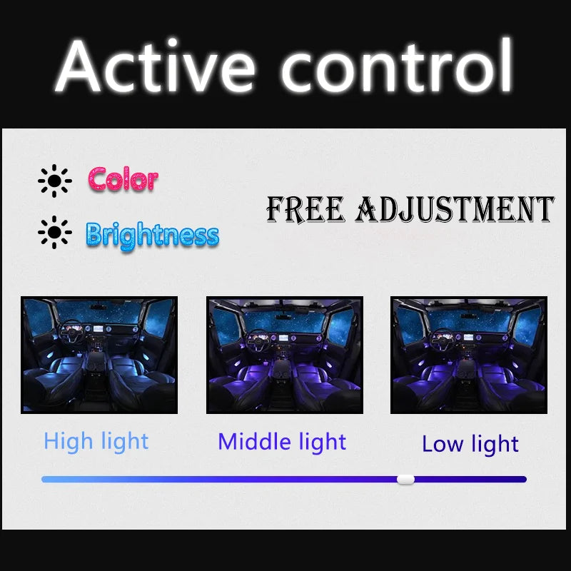 Ouchuangbo LED Ambient Light For A3 8Y RS3 A3L 2021-2024 Ambiance Lighting 256 Colors Atmosphere Lamp Backlight Kit Dynamic Trim