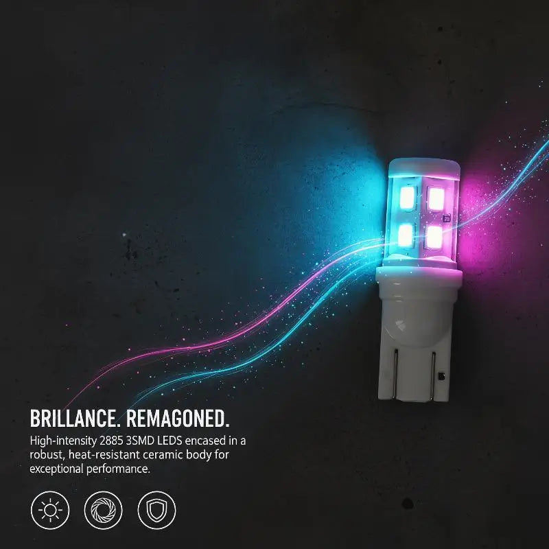 LED Ceramic T10 2835 3SMD Car Lights RGB Multicolor for Reading and Ambiance