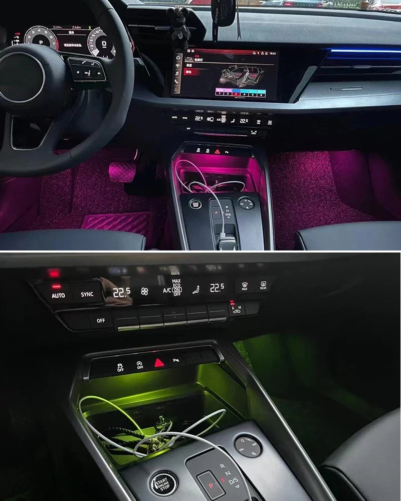 Ouchuangbo LED Ambient Light For A3 8Y RS3 A3L 2021-2024 Ambiance Lighting 256 Colors Atmosphere Lamp Backlight Kit Dynamic Trim