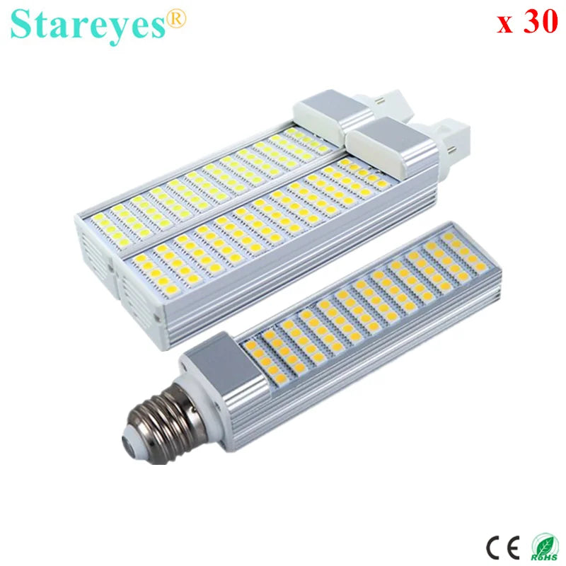 30 pcs G24 G23 E27 12W SMD 5050 60 LED PL Bulb LED Bedroom Light 930 LM PLC Corn lamp LED transverse inserted lights