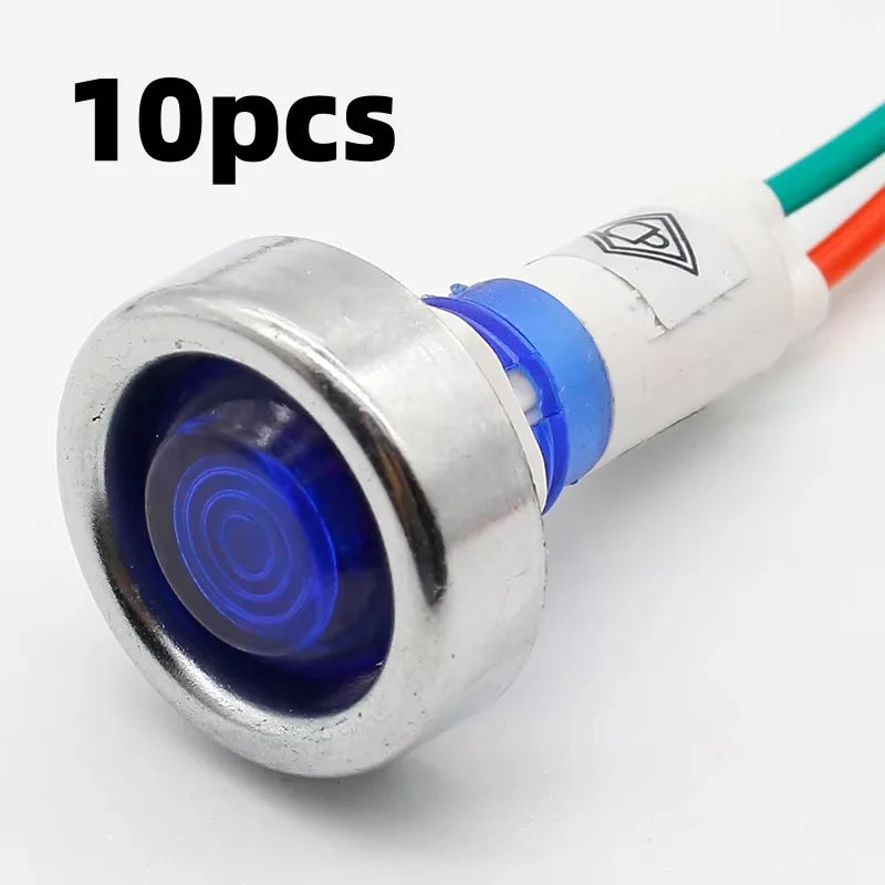 1/5/10pcs LED strip signal light circular power indicator light DC12V 10mm red green yellow blue white