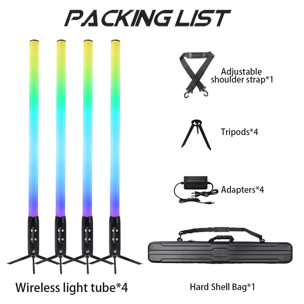 4*IP65 Waterproof 360 Pixel LED Tubes Battery Light Wireless DMX Wifi Control Stick Club Light for DJ Party KTV Theme Park