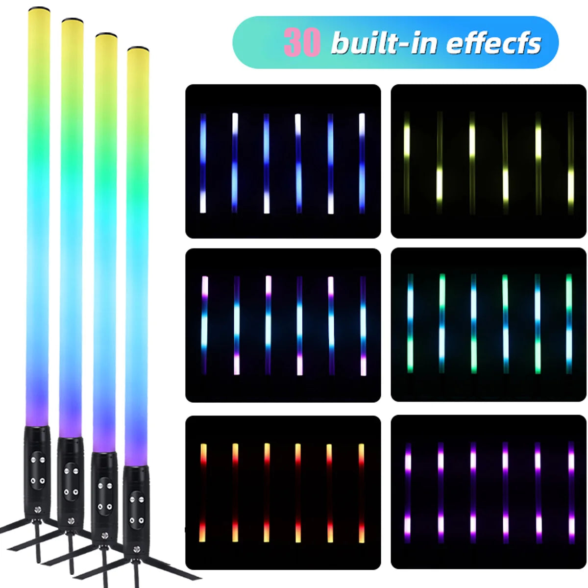 4*IP65 Waterproof 360 Pixel LED Tubes Battery Light Wireless DMX Wifi Control Stick Club Light for DJ Party KTV Theme Park