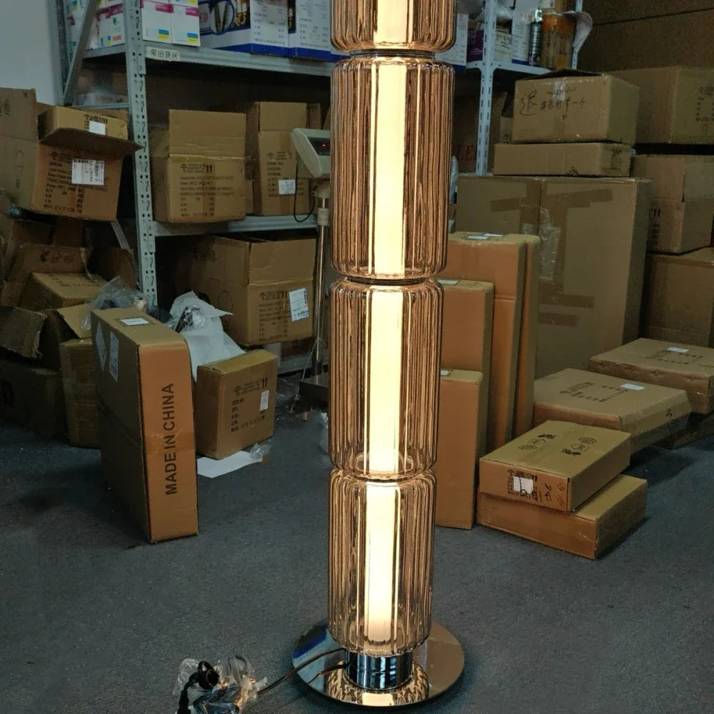 American Iron Cream Glass Floor Lamp, Dining Room Ceiling Lamp, LED Dimmable Metallic Lustre Lamp for Living Room Table Lamps