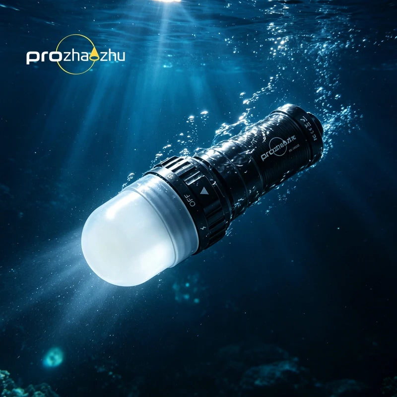 PROZHAOZHU 3000 Lumen Diving Strobe IP68 150M Alumium Alloy Rechargeable Scuba Signal Light