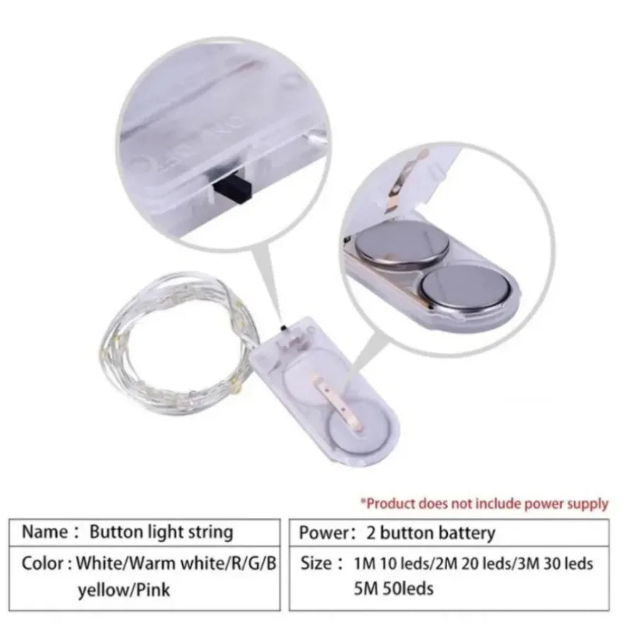5M Waterproof Led Copper Wire Fairy Lights LED String Lights Battery Operated DIY Wedding Party Christmas Decoration Lights