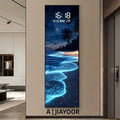 Modern Wave LED Electronic Clock Mural Light Living Room Entrance Corridor Study Hotel Plane Painting Home Decoration Wall Lamp