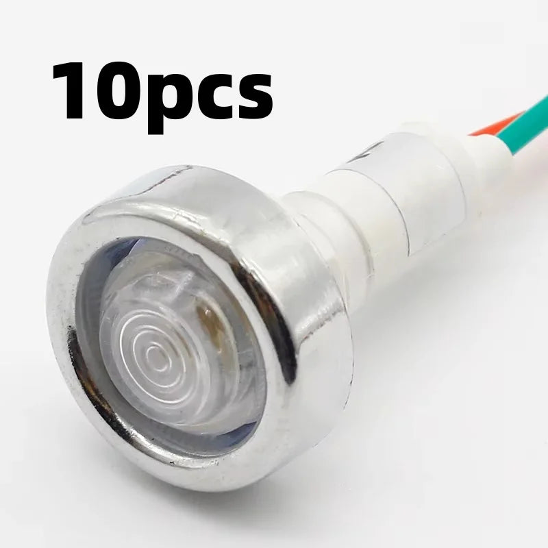 1/5/10pcs LED strip signal light circular power indicator light DC12V 10mm red green yellow blue white