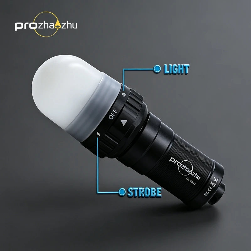 PROZHAOZHU 3000 Lumen Diving Strobe IP68 150M Alumium Alloy Rechargeable Scuba Signal Light