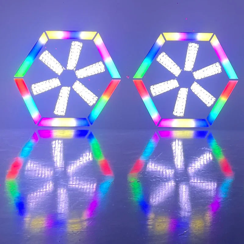 Vintage 150W LED Pixel Hexagonal Strobe Light DMX Bar Clear Night Club Stage Atmosphere Lights Blinder Flat Ceiling Pendant Lamp
