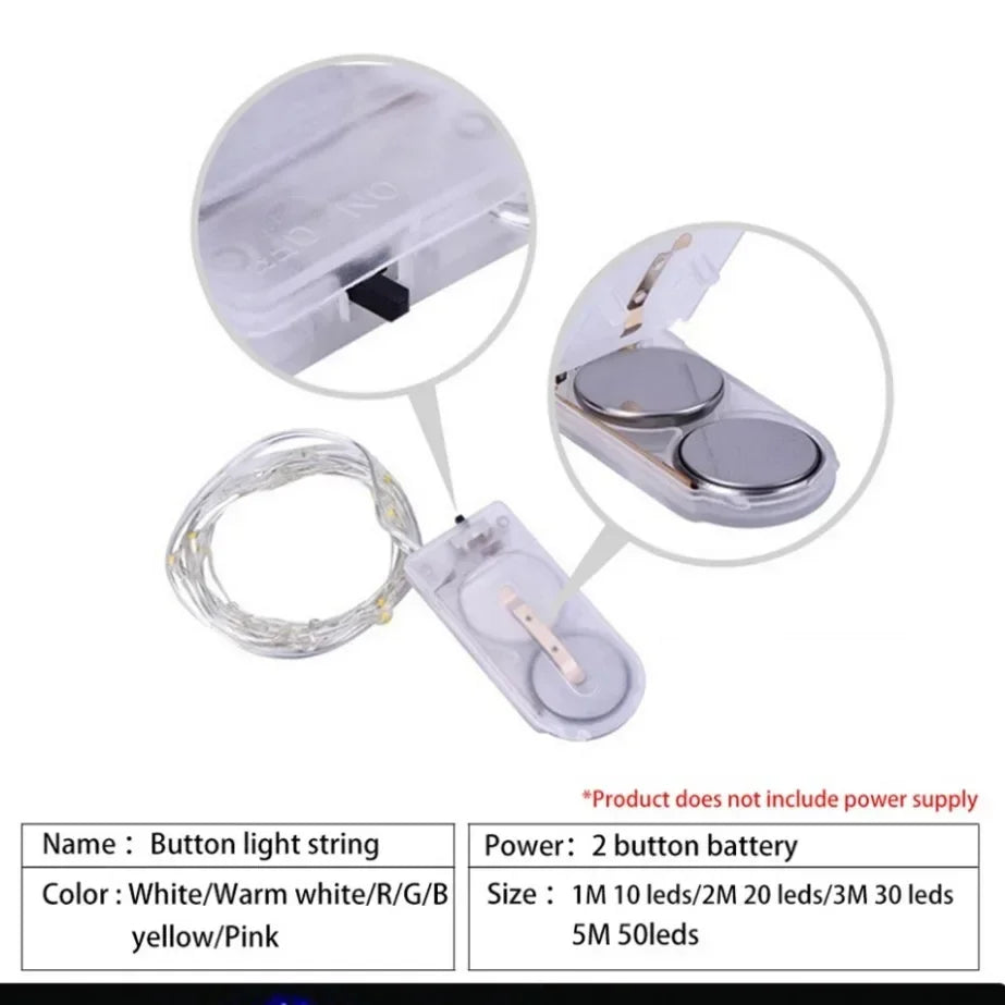 5M Waterproof Led Copper Wire Fairy Lights LED String Lights Battery Operated DIY Wedding Party Christmas Decoration Lights