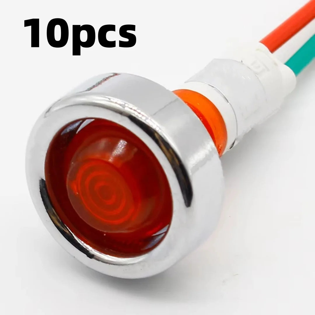 1/5/10pcs LED strip signal light circular power indicator light DC12V 10mm red green yellow blue white