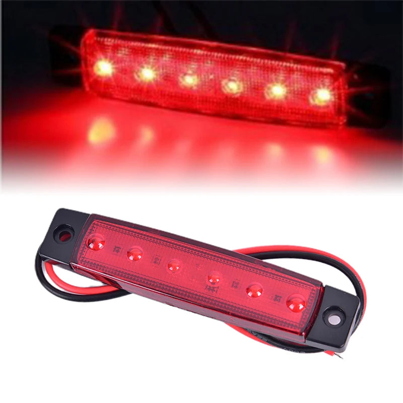 1PC 12V 6LEDS Lorry Side Marker Indicator Low Led Trailer Light Rear Side Lamp