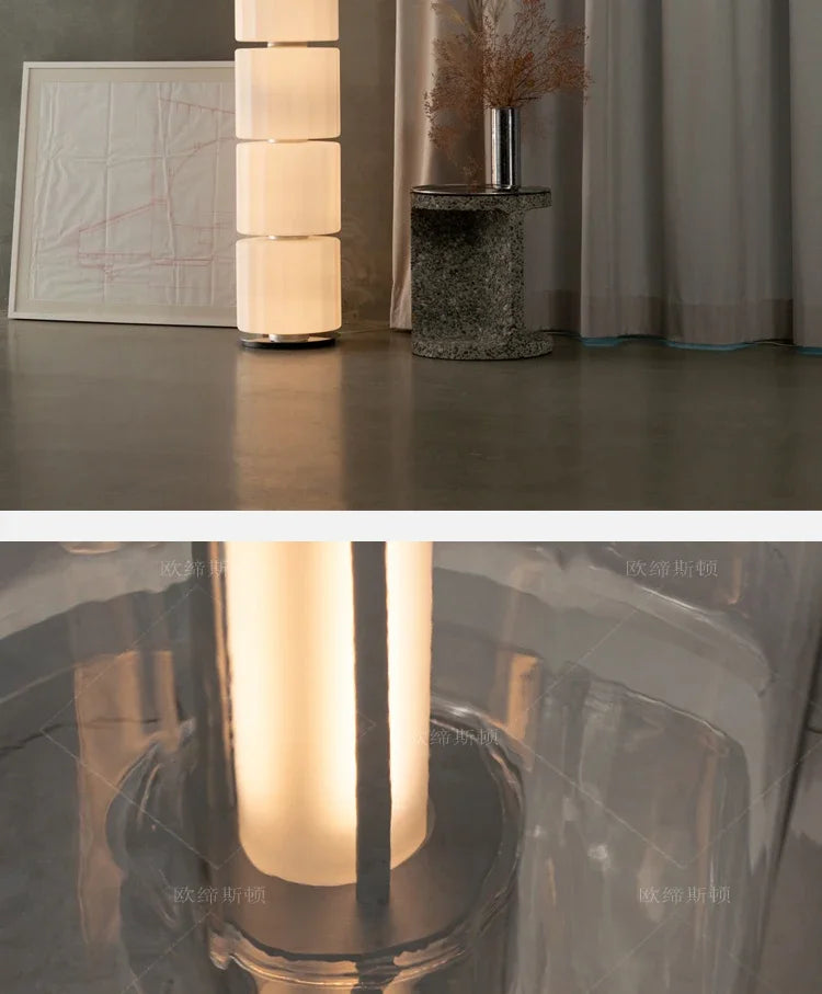 American Iron Cream Glass Floor Lamp, Dining Room Ceiling Lamp, LED Dimmable Metallic Lustre Lamp for Living Room Table Lamps