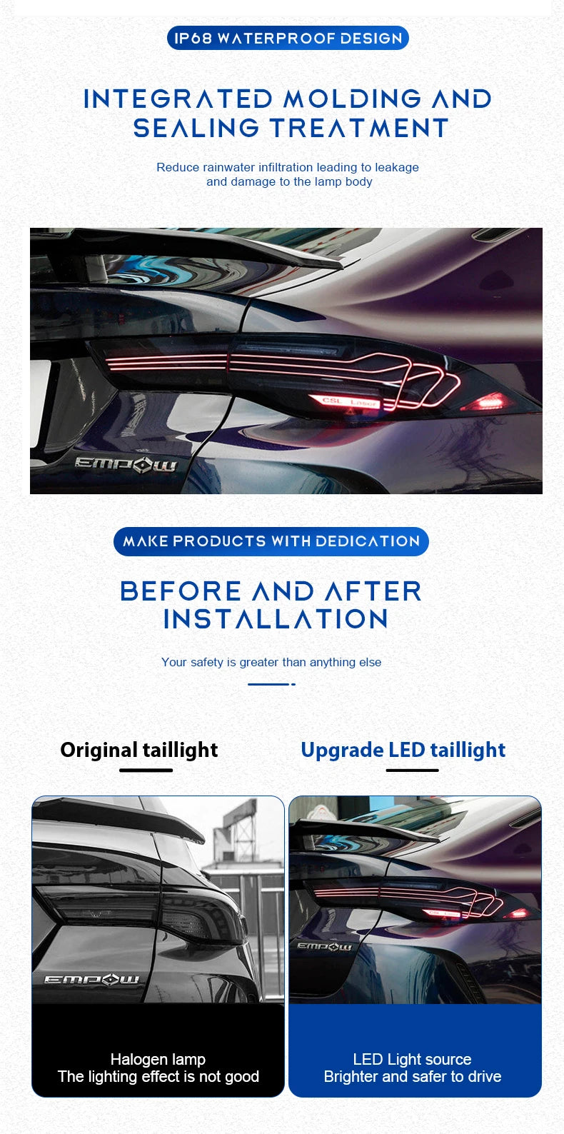 Taillight Tools New CSL Style Lights For GAC Trumpchi EMPOW 2021-2024 Tail Lamp Modified DRL LED Horse Race Car Accessories