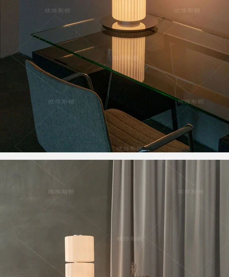 American Iron Cream Glass Floor Lamp, Dining Room Ceiling Lamp, LED Dimmable Metallic Lustre Lamp for Living Room Table Lamps