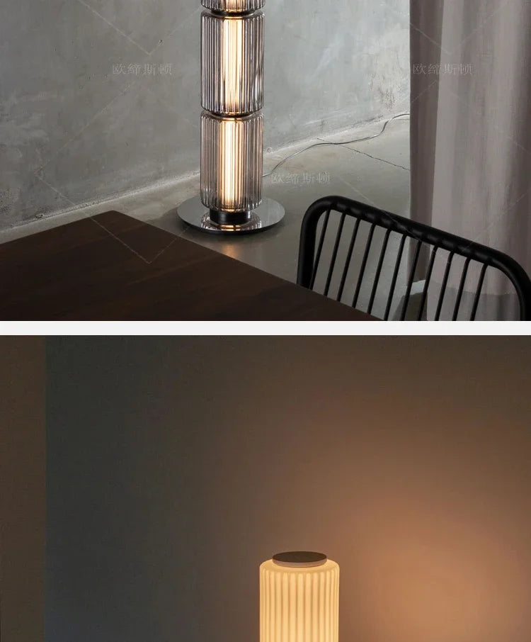 American Iron Cream Glass Floor Lamp, Dining Room Ceiling Lamp, LED Dimmable Metallic Lustre Lamp for Living Room Table Lamps