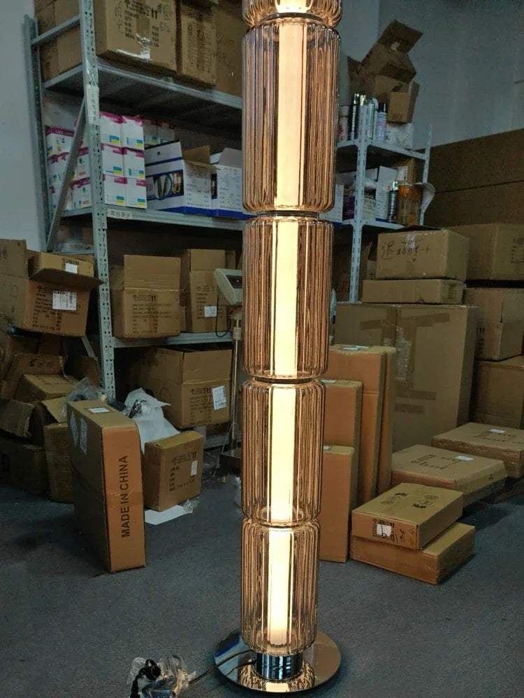 American Iron Cream Glass Floor Lamp, Dining Room Ceiling Lamp, LED Dimmable Metallic Lustre Lamp for Living Room Table Lamps