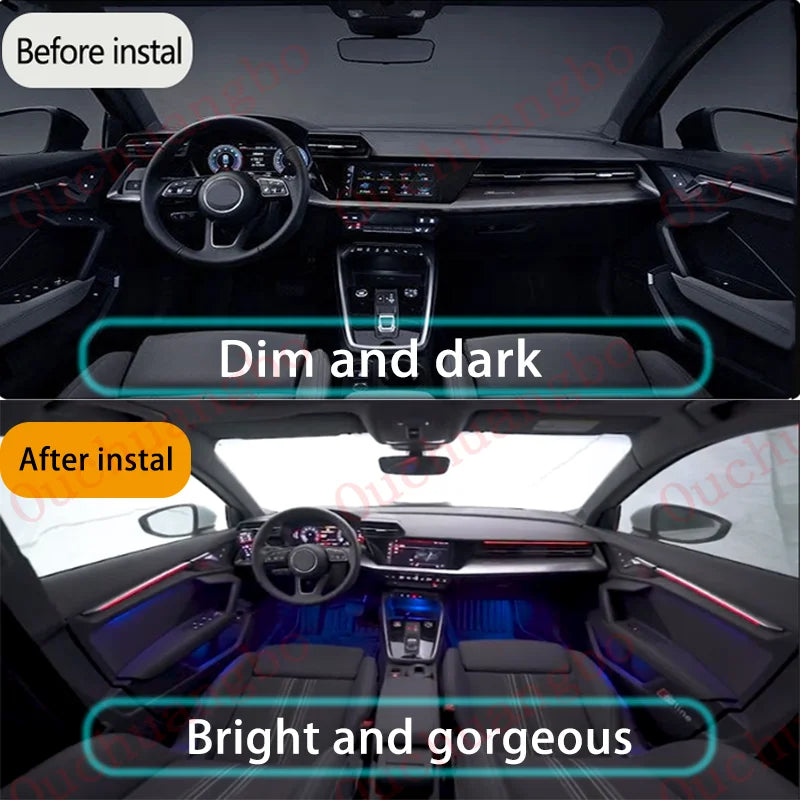 Ouchuangbo LED Ambient Light For A3 8Y RS3 A3L 2021-2024 Ambiance Lighting 256 Colors Atmosphere Lamp Backlight Kit Dynamic Trim